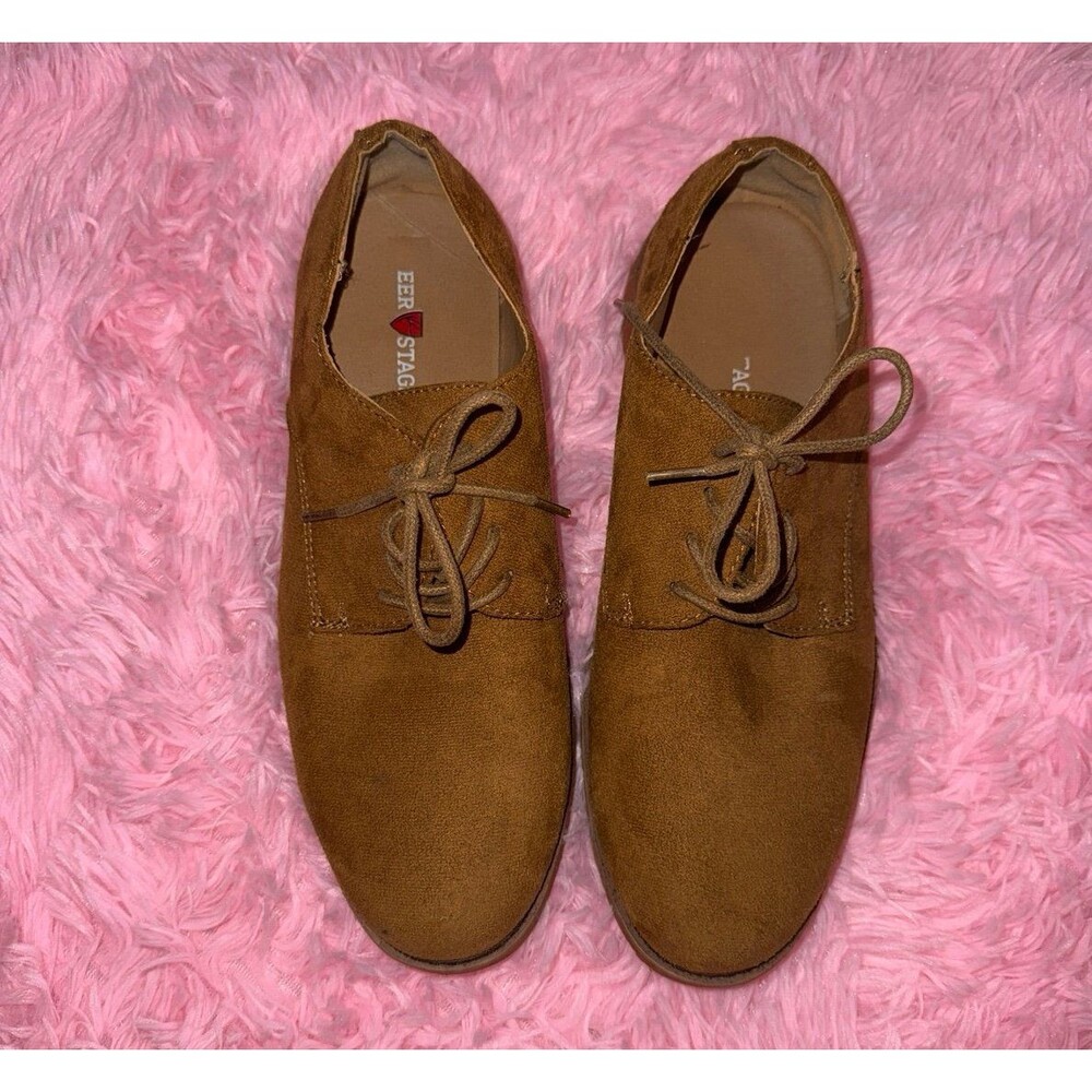 Brown Suede Oxford-Style Lace-Up Shoes – Size 6.5